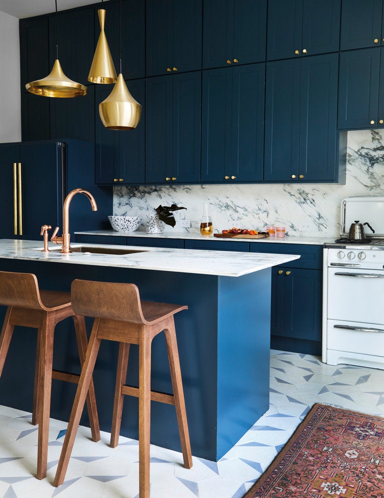Navy Blue Kitchen Cabinet