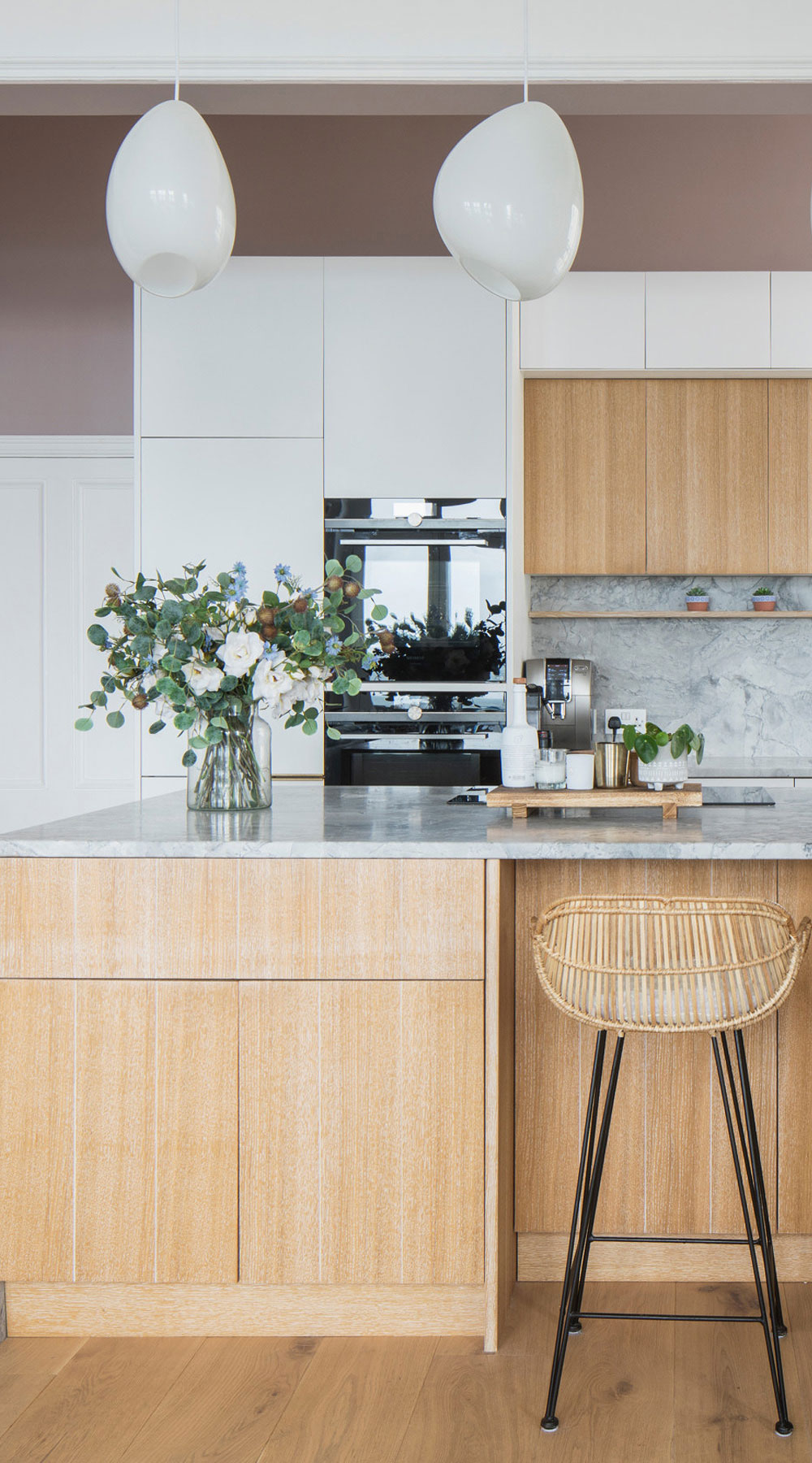 dark gray and wood kitchen