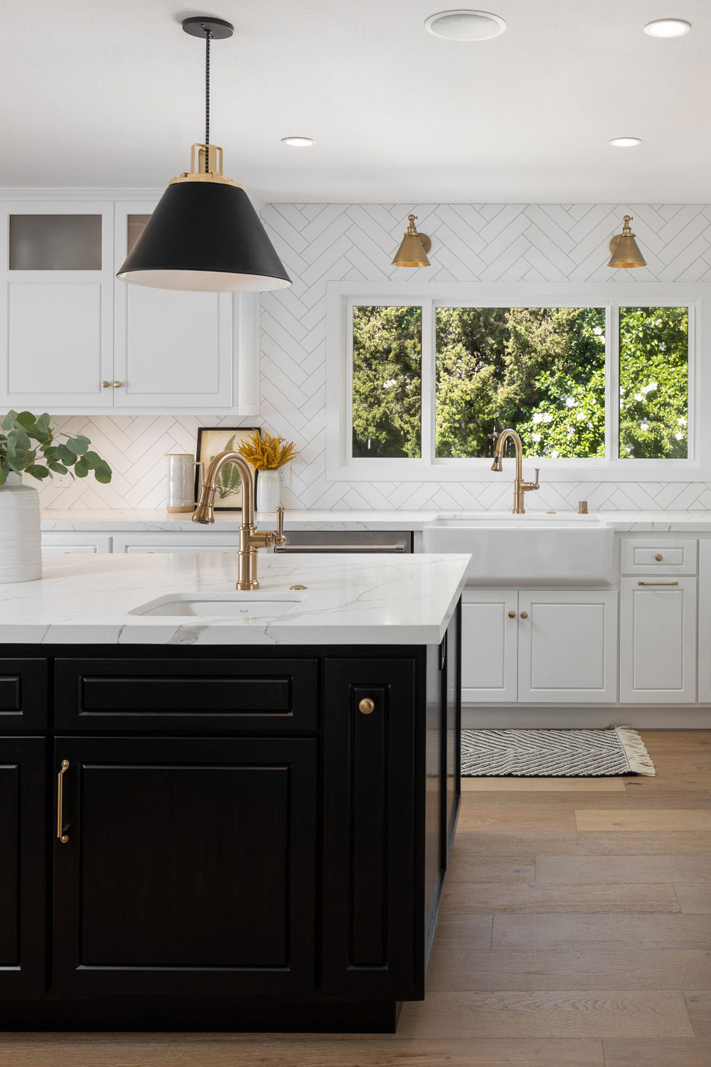 dark gray and wood kitchen