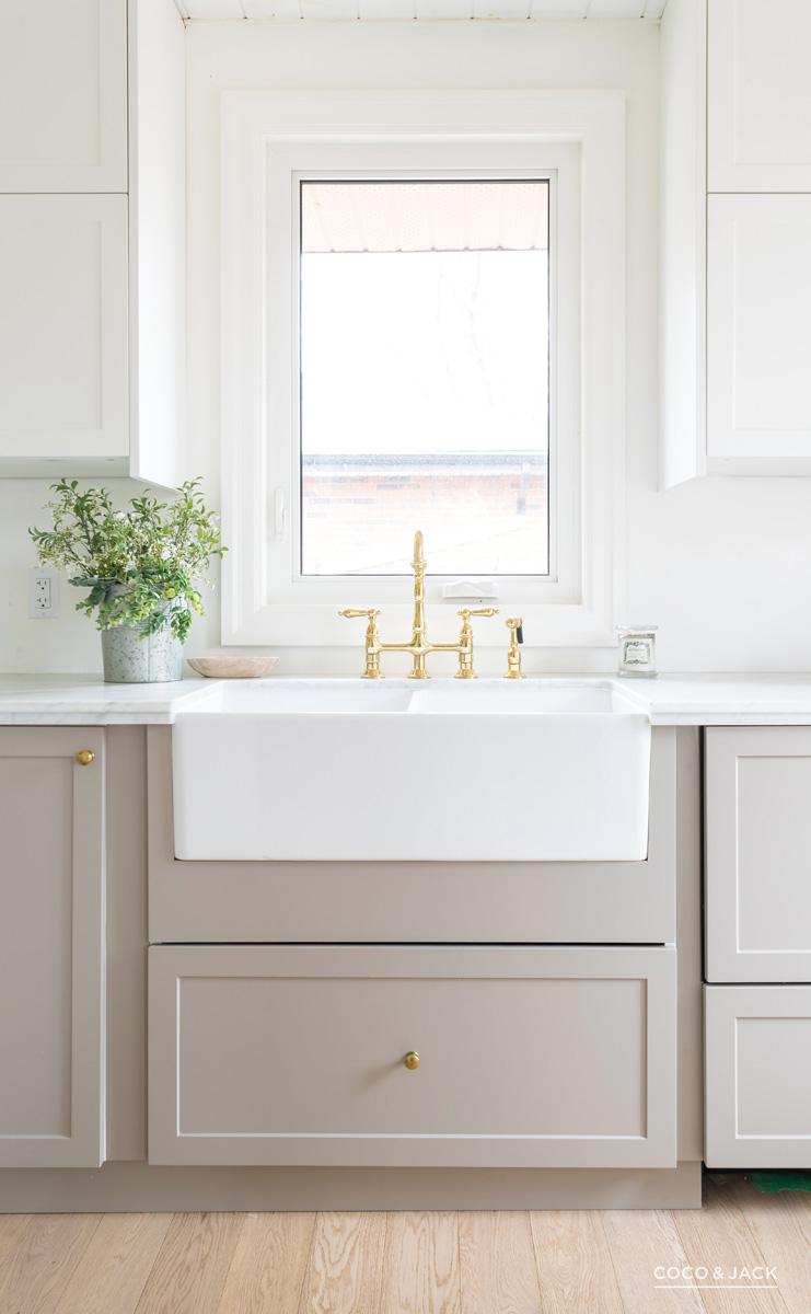 navy and wood cabinets