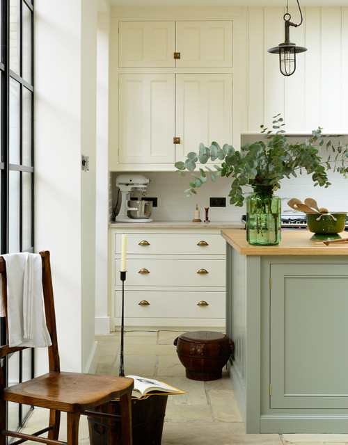 dark gray and wood kitchen