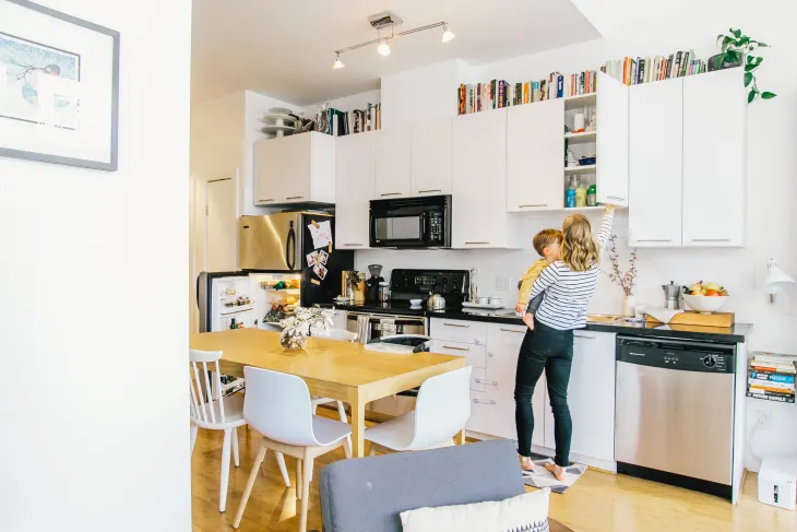 books above kitchen cabinets