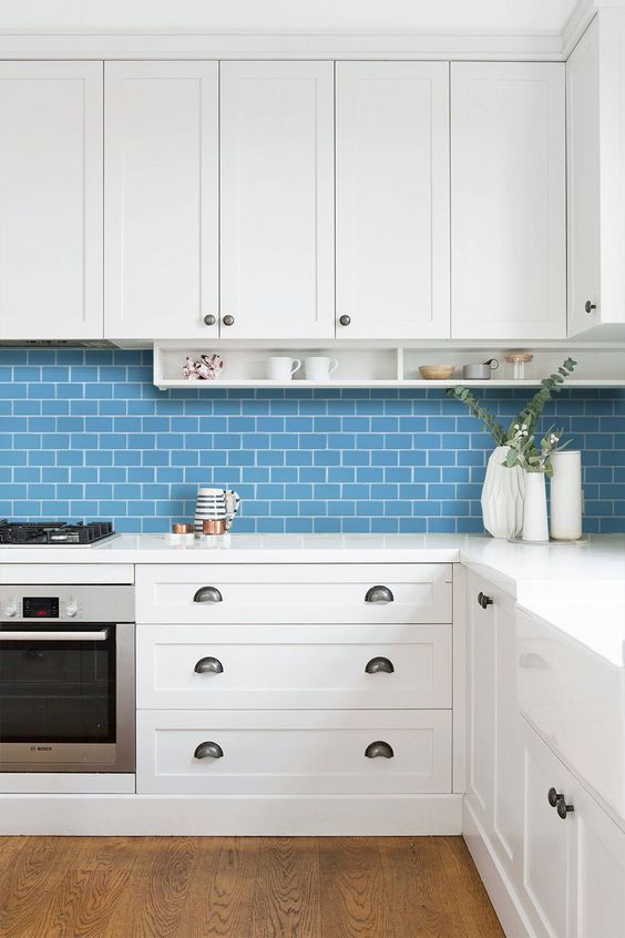 blue backsplash tile