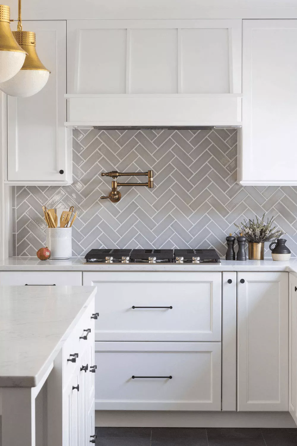 grey herringbone tile