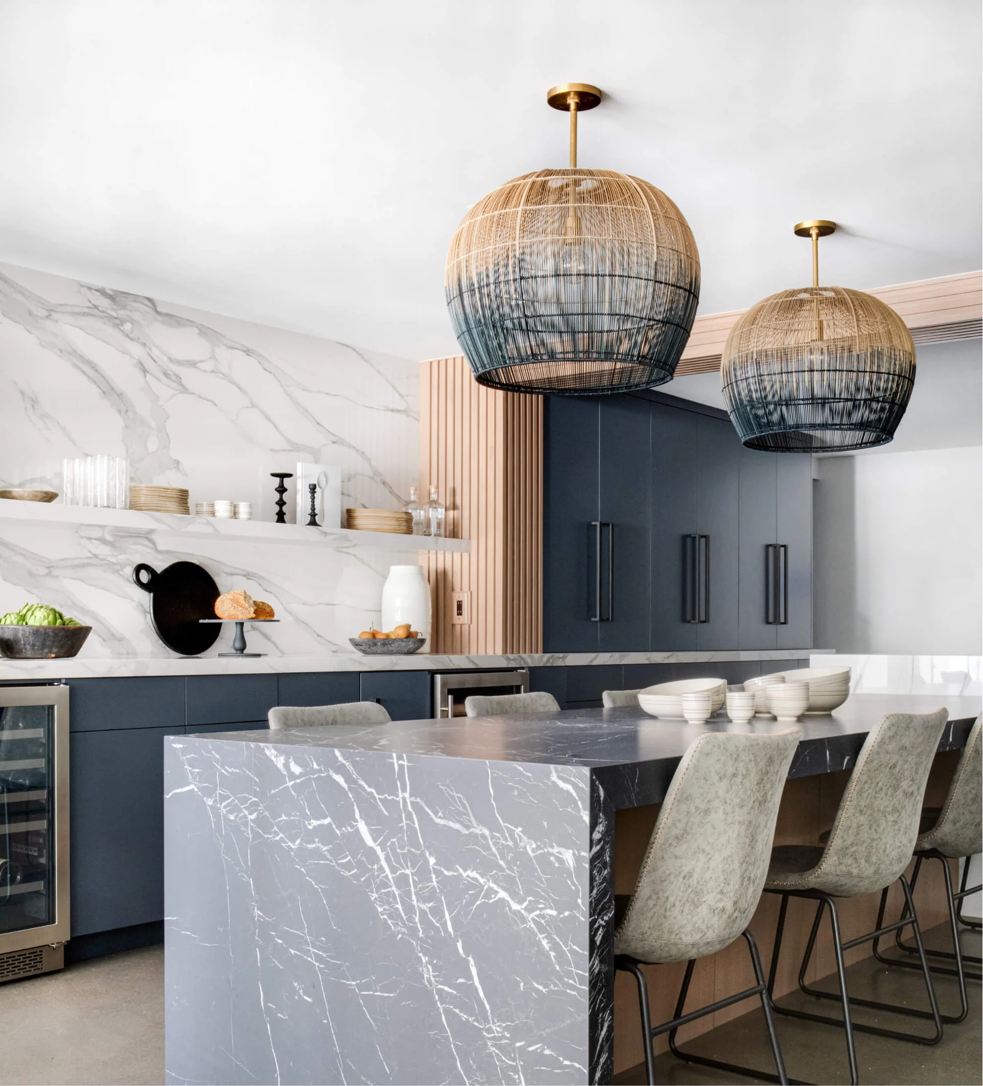 modern navy blue kitchen cabinets