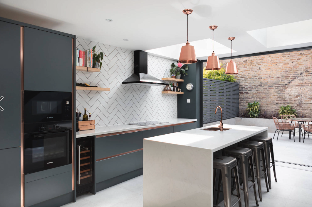 dark blue kitchen 