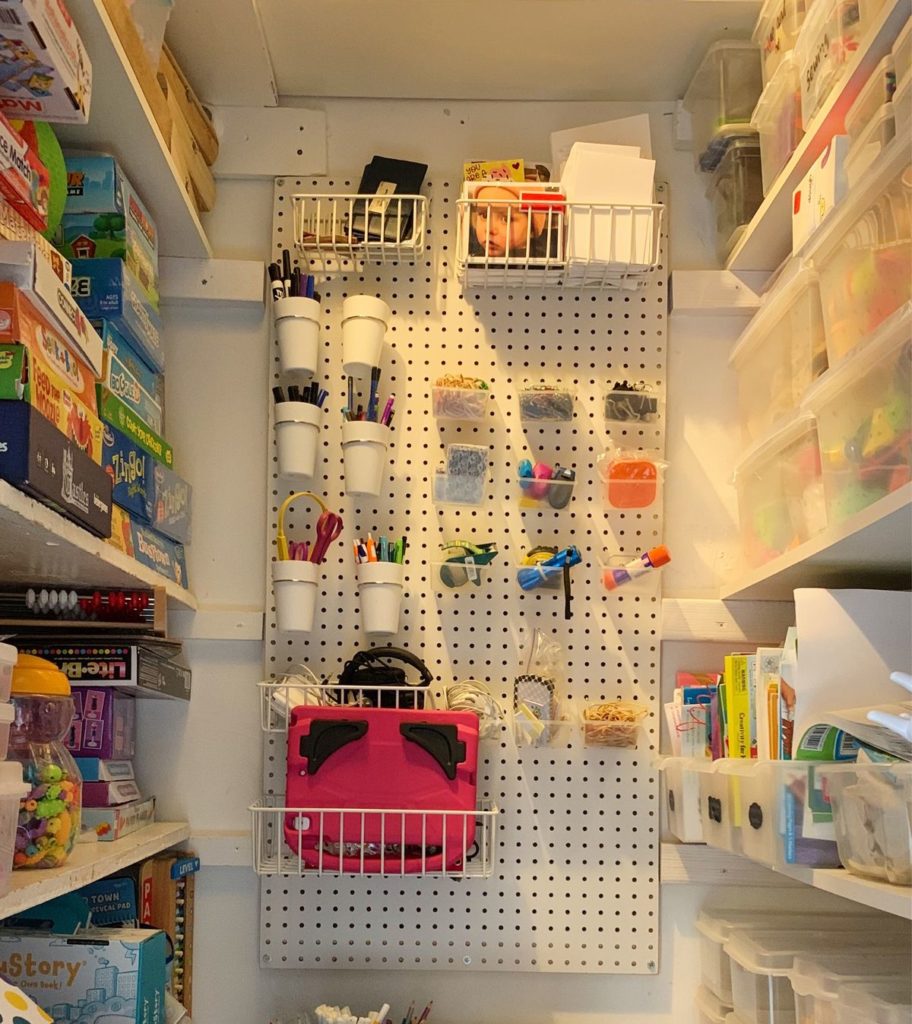 peg board pantry shelves