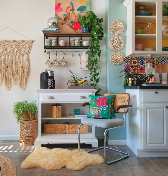 boho coffee and tea station
